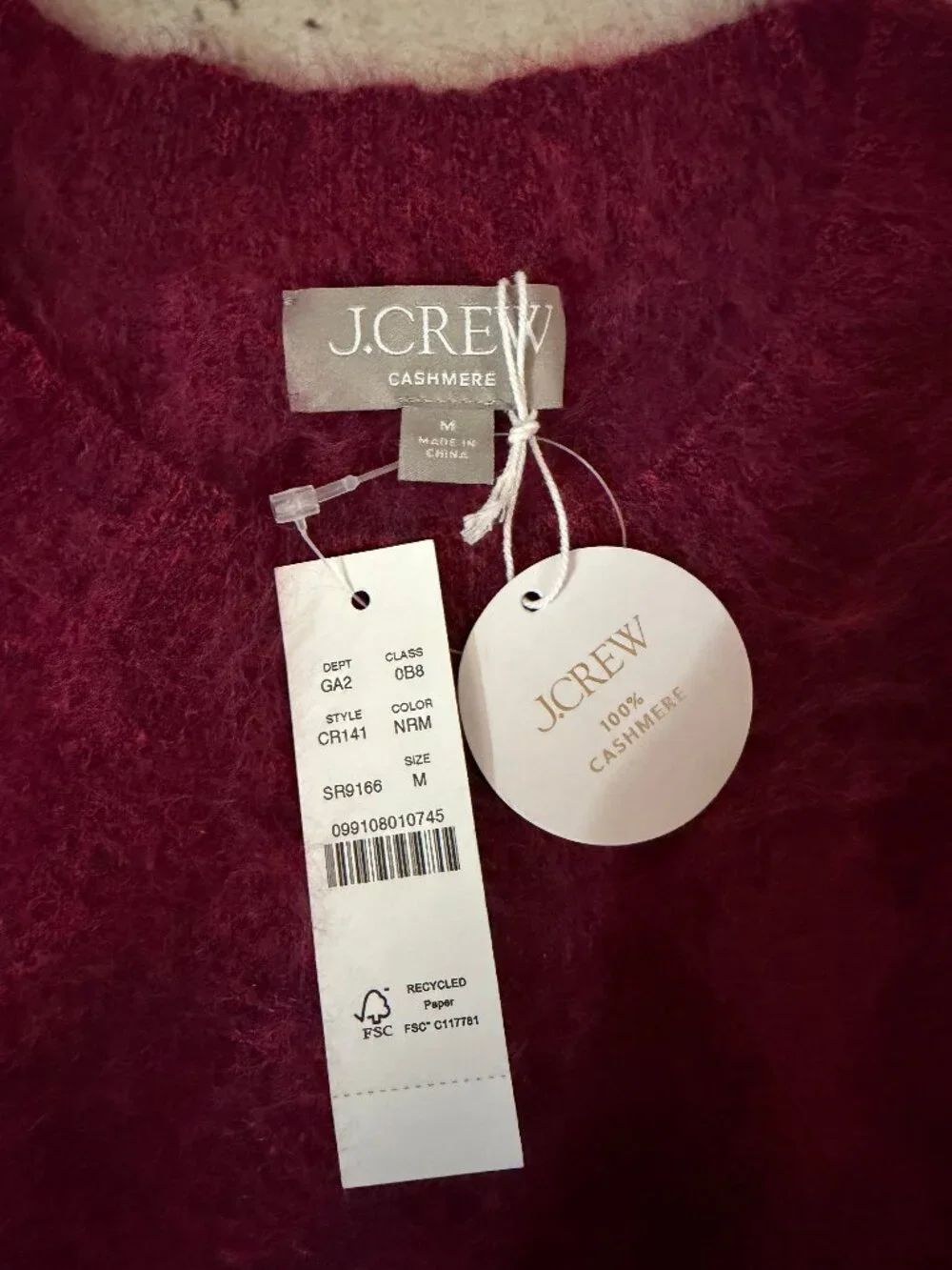 J. Crew Brushed cashmere marled relaxed crewneck sweater M